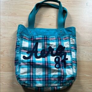 Aeropostale Blue Plaid Tote Bag